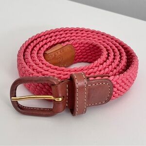 Bruno Cannes Pink Braided Stretch Belt with Leather Buckle, Size 120cm